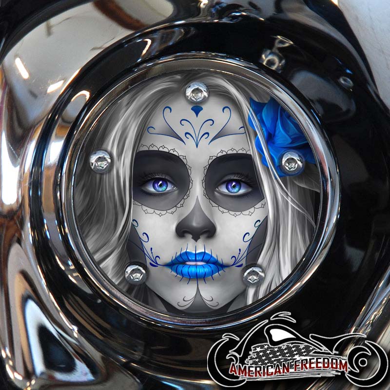 Custom Timing Cover - Sugar Skull Blue